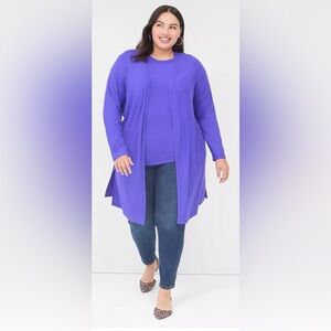 Lane Bryant 26/28 Purple Open-Front Long Cardigan